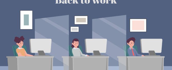 Vector drawing of employees at work